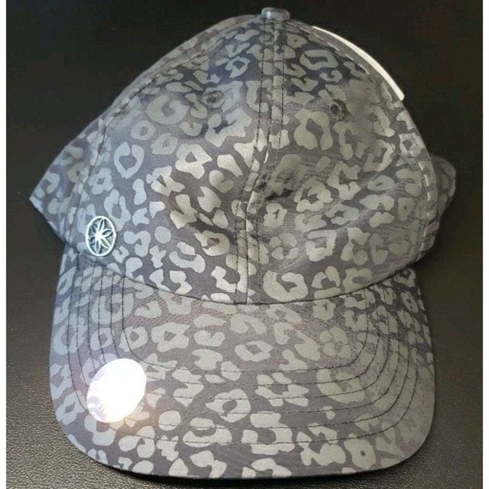NEW Tag Gaiam Yoga Fitness Hat Cap Black Grey Leopard Adjustable - Picture 2 of 7